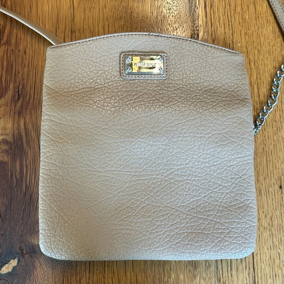 Nine West Textured Faux Leather Crossbody Clutch Mini Bag in Camel Purse - Picture 8 of 9
